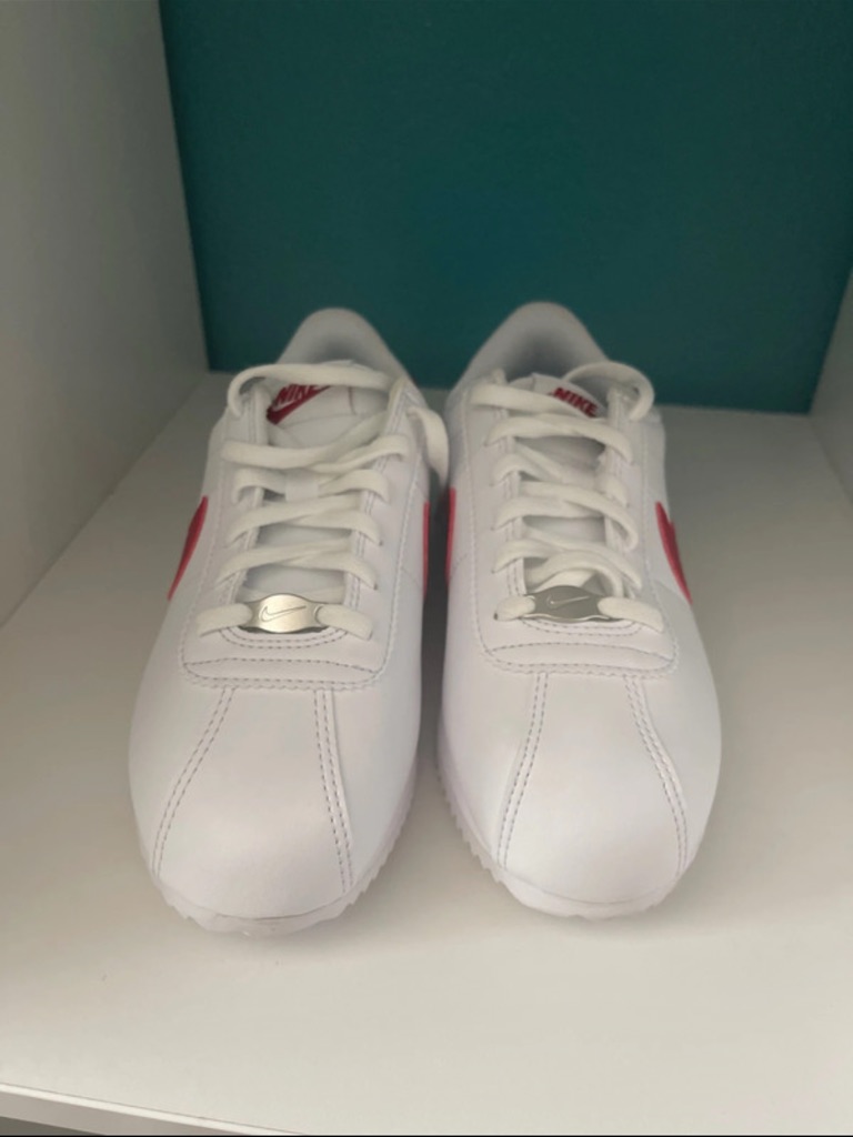 Nike Classic White Sneakers With Red Swoosh